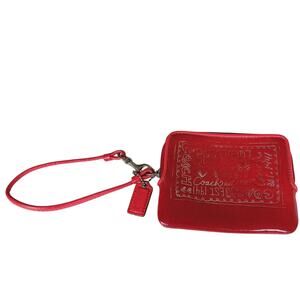 Coach Poppy Collection Red Patent Leather Wristlet Purse Bag Authentic